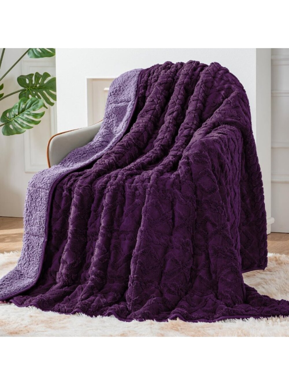 Cozy Dual-Sided Sherpa Fleece Weighted Blanket, 60"x80", 20lbs for Adults
